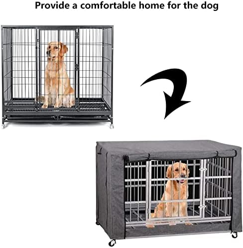 chengsan Dog Crate Cover for Dog Crates Medium Size, Windproof Pet Kennel Cover Provided for Wire Dog Crate Frosted Cloth Indoor Outdoor Protection, Dog Cage Cover Fits Most Dog Cage(36 Inch)