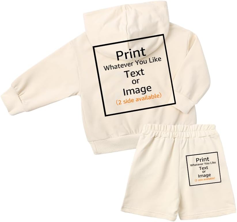 MYGBCPJS Boys Girls Custom Hooded Sweatsuit Sets Kids Customize Personalized Long Sleeve Hoodie Shorts Outfits Add Own Design