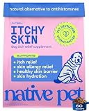Native Pet Dog Itching Skin Relief Supplement - Allergy Support Powder Triple-biotic with Zinc and Vitamin E - Seasonal Itch Relief for Dogs - 60 Scoops