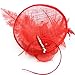 FeiYu Crafts Feather Mesh Net Sinamay Fascinator Hat with Clip and Headband for Cocktail (Red)