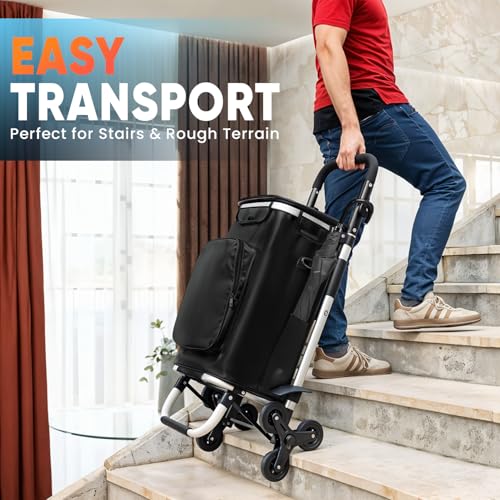 wuuhoo® Pro Einkaufstrolley Buddy - Klappbar und leicht - Thermo-Isolierung - wasserabweisend - 3-Räder-System - Aluminium schwarz – Bild 7