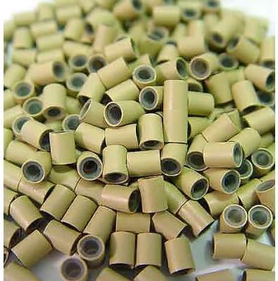 HAIR DE VILLE 200 PCS 3.5 mm Silicone Lined Copper Micro Tube Rings Links Beads Linkies For I Tip Stick Glue Hair Extensions - Color Blonde
