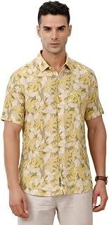 Linen Club Men's Linen Rich Printed Contemporary Fit Full Sleeve Casual Shirt Price In India