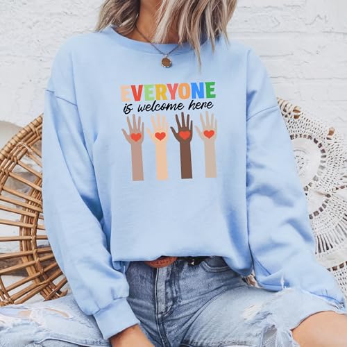 Idaho Teacher Sweatshirt Everyone is Welcome here, Inclusion and Equality Sweatshirt, Protest and Resist, Idaho Teacher, Everyone is Welcome here, Positive Message Apparel2