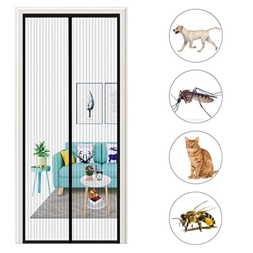 Preisvergleich Produktbild GOUDU Fliegengitter Tür Magnetisch Fliegennetz Insektenschutz Full Frame Klettverschluss, für Balkontür Wohnzimmer Terrassentür - Schwarz 105x240cm(41x94inch)
