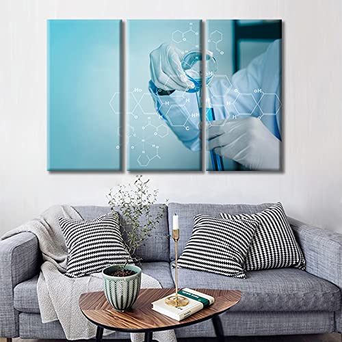 Image of TUMOVO Canvas Wall Art Medical Examination Poster Canvas Paintings Wall Art 3 Panel Medical Young Scientist Wall Decor for Living Room, Bedroom, Bathroom, Office. Framed Ready to Hang (36 inch Wx24 H)