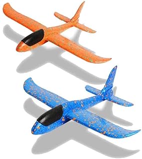 WenToyce 2 Pack Throwing Foam Airplanes, 13.7 Inches 2 Flight Mode Glider Inertia Planes Model, Manual Launch Epp Flying Aircraft Planes for Kids Outdoor Sport