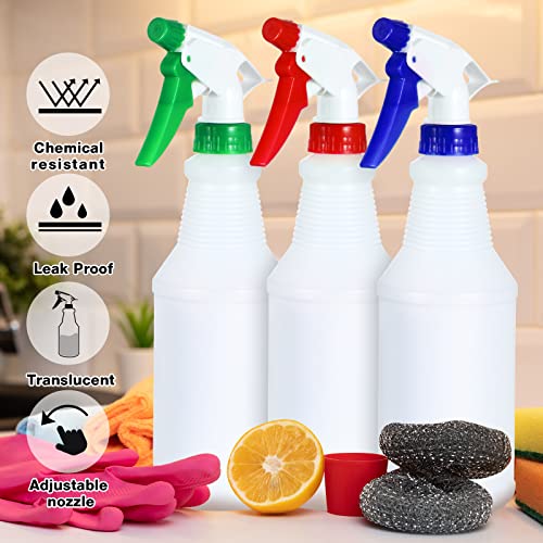 Yinder 18 Pcs 16 Oz Plastic Spray Bottle Empty Refillable Spray Bottles For Cleaning Solution Leak Proof Water Sprayer Bottle With Adjustable Nozzle Mist/Stream Mode (Red, Blue, Green) #TOP4