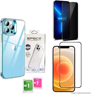 Kit Premium Capa Capinha Space Case + Película De Vidro 3D + Película Privacidade Compatível com iPhone 11