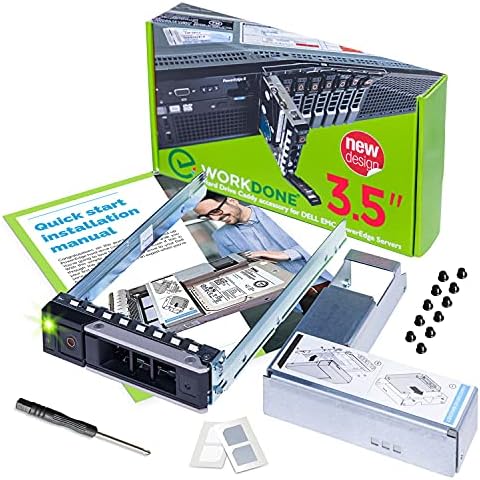 WORKDONE 3.5" Drive Caddy with 2.5 inch HDD Adapter - Compatible for Dell PowerEdge Servers R740 R640 R540 R440 R340 R740xd2 R7415 R7425 R6415 tray - with Detailed Setup Manual Cover
