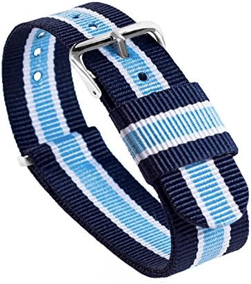 BARTON WATCH BANDS 22mm Navy/Sky/Ivory Standard Length Ballistic Nylon NATO® Style Straps