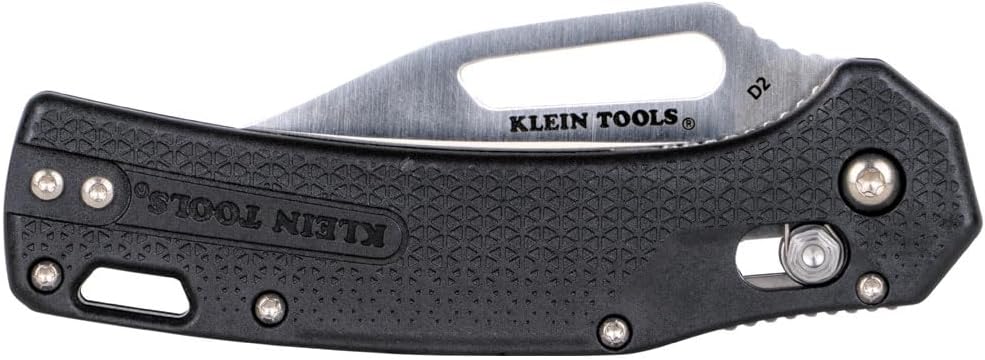 Klein Tools OGK002BKT KTO Resurgence Pocket Knife, D2 Tool Steel, Clip Point Blade, Black Handle, Utility Knife for Hunting, Hiking