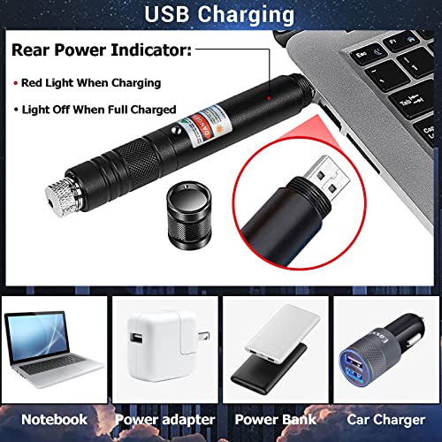 Red Laser Pointer High Power, High Power Laser Pointer [Material Upgrade] Laser Pointer Pen，[2000 metres]Red Lazer Pointer USB Rechargeable for Teaching HuntingOutdoor Astronomy Hunting Lazer Pointer - Thumbnail 2