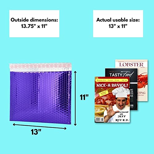 Psbm Purple Bubble Mailers, 13.75 X 11 Inch, 50 Pack, Shiny Metallic, Padded Glamour Shipping Envelope, Self Seal And Peel Strip #TOP2