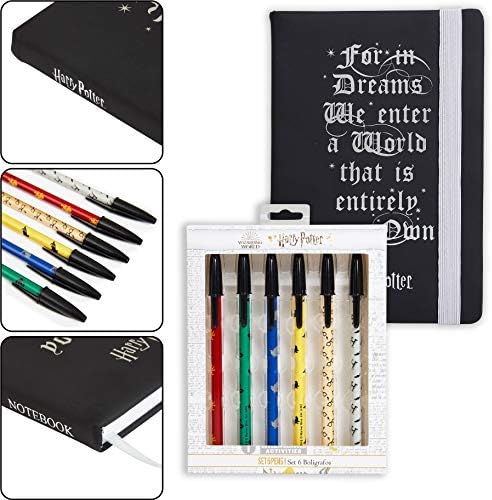 Harry Potter Stationery Set With Notebook A5, Pencil Case And 6 Pens, Cute Writing Sets For Girls And Boys, Official Hogwarts Wizarding World School Supplies, Gift Idea For Kids And Teenagers
