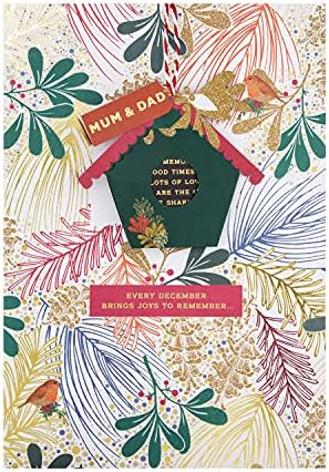 Hallmark Christmas Card for Mum and Dad - Contemporary Design with Hanging Attachment and Hidden Message