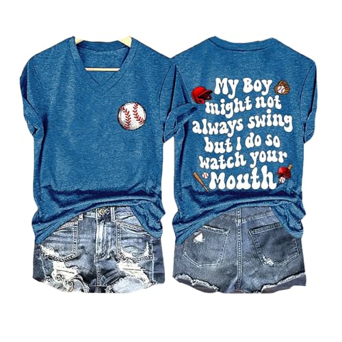 My Boy Might Not Always Swing But I Do So Sweatshirt Baseball Tees For Women Blue