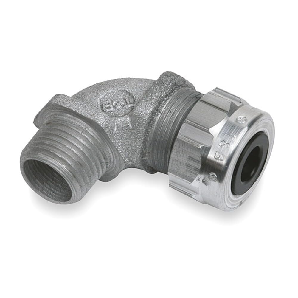 Liquid Tight Connector, 1/2In, 90 Deg, SLV