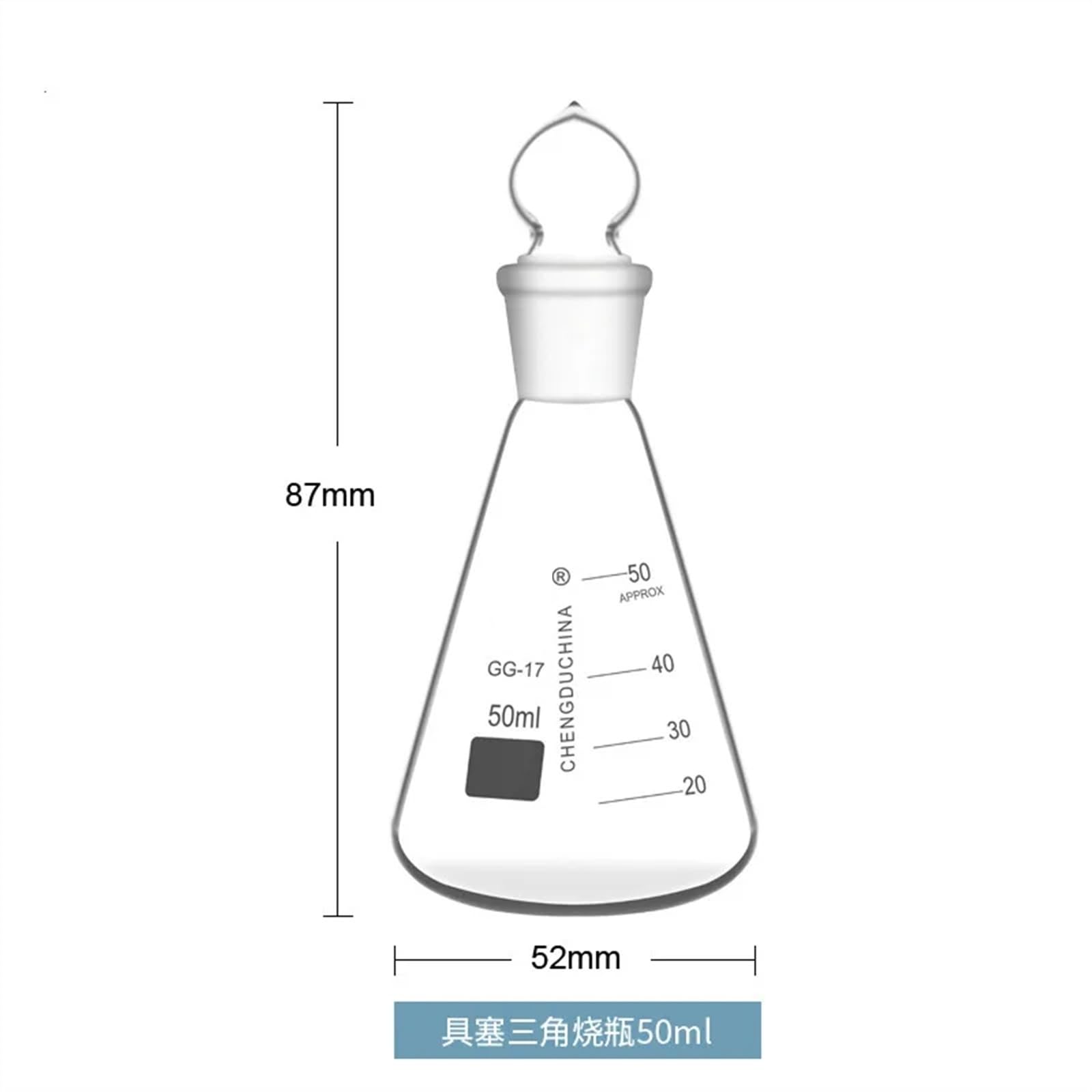 Matraz Erlenmeyer de Vidrio con Tapón Matraz Erlenmeyer con Tapón de Vidrio Matraz Erlenmeyer de Vidrio Borosilicato 50-1000ml(1000ml)