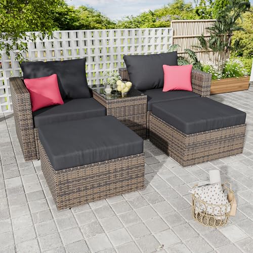 Vimstora 5-Piece Outdoor Wicker Patio Furniture Set