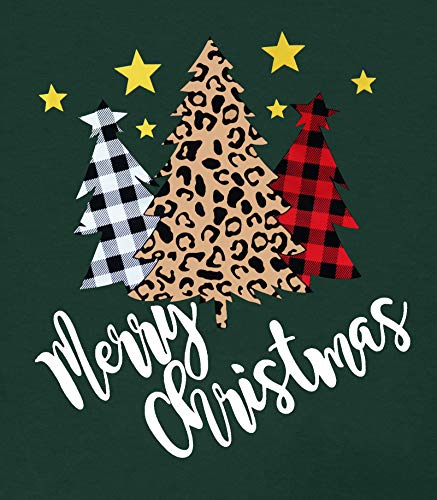Yi Xiang Ran Merry Christmas Sweatshirt For Women Christmas Plaid Leopard Tree Print Shirt Blouse Long Sleeve Holiday Shirts Tops (Green, X-Large) #TOP3