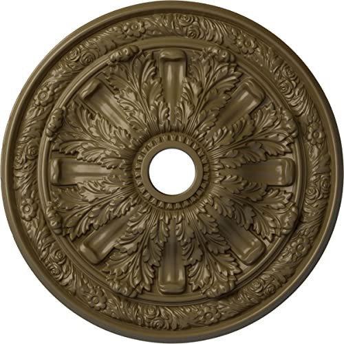 Ekena Millwork CM30FLMMF 30"OD X 3 7/8"ID X 3 1/4"P Flagstone Ceiling Medallion Fits Canopies Up to 3 7/8", Mississippi Mud