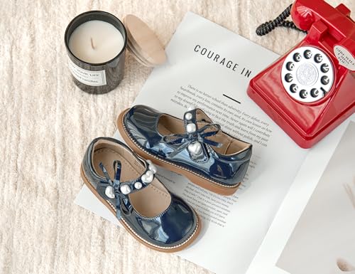 Image of GINFIVE Toddler Girls Dress Shoes Little Kids Flats School Mary Janes Shoes