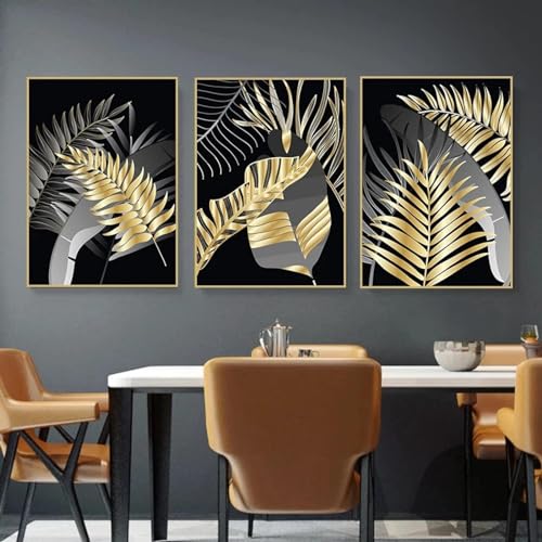 Impression sur toile feuilles dorées pour salon moderne et cocooning