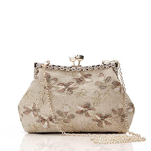 Babeyond Women's Floral Embroidery Evening Bags Kiss Lock Rhinestone Purse For 1920S Party Prom Wedding #TOP10