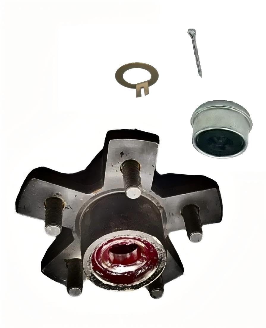 8-248-5-PG-KIT - Pre-Greased Idler Hub 3500# 5 x 4.5, 1/2" Stud Cupped & Studded Star - Trailer Idler Hub Kit