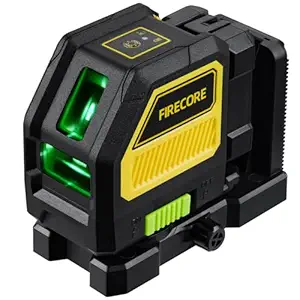 Firecore Professional Green Cross Line Laser, 130ft/40m Self Leveling Laser Level with Horizontal and Vertical Lines, IP54 Rating Manual Pulse Mode, 360 degreeMagnetic Pivoting Base and Battery Included