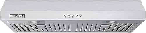 Empava Campana extractora debajo del gabinete sin conductos 30 pulgadas, conducto convertible (ventilación traserasuperior), 300 CFM, botón