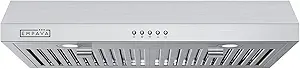 Empava Ductless Under Cabinet Range Hood 30 Inch, Convertible Ducted (Rear/Top Vent), 300 CFM, Push Button Plug in, Stainless Steel