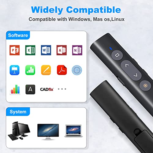 USB-A/USB-C Presentation Clicker for PowerPoint Presentations Pointer, Wireless Presenter Remote, Google Slide Advancer Projector Smart Board Slideshow PPT Clicker for Mac/Laptop/Computer/Office - Thumbnail 6