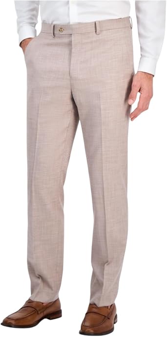 Tallia Mens Classic fit Dress Pants 42/30 Beige Solid