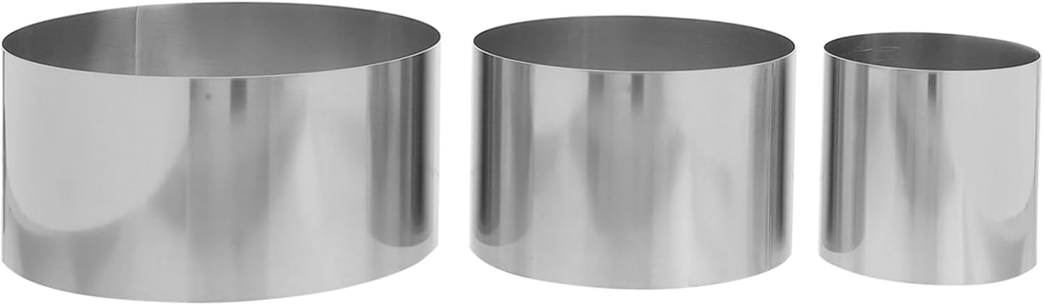 Zerodeko 3pcs Stainless Steel Mousse Mold for Round Cake Baking and Cookie Decorating Baking Tool for Family Gatherings and Celebrations