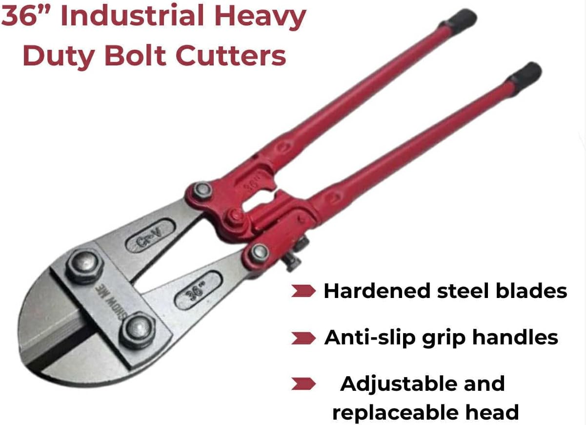 36" Heavy-Duty Bolt Cutters — 36-inch Compound-Action Bolt Cutter with Forged Steel Jaws & Long Handles for Cutting Bolts, Chains, Padlocks & Wire Rope