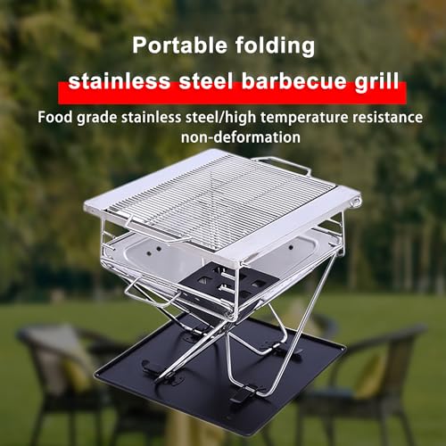 Parrilla plegable de acero inoxidable para barbacoa de camping con bolsa 3