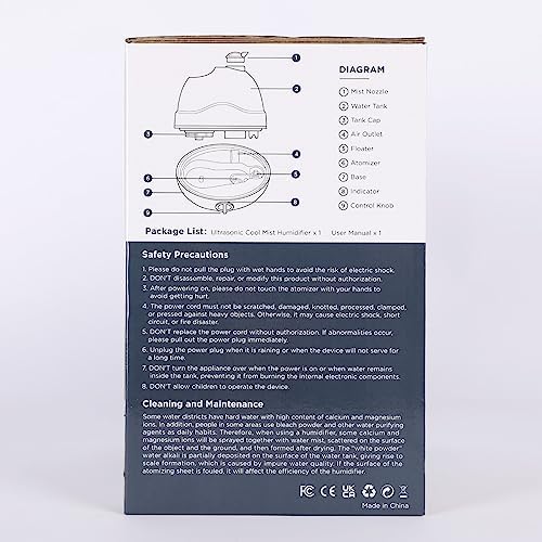 Nawilżacz powietrza, 2,2 l, z dyszą obrotową o 360°, nawilżacz powietrza do sypialni, cichy 28 dB, automatyczne wyłączanie, łatwy do czyszczenia, nawilżacz powietrza do pokoju dziecięcego, biura, jogi
