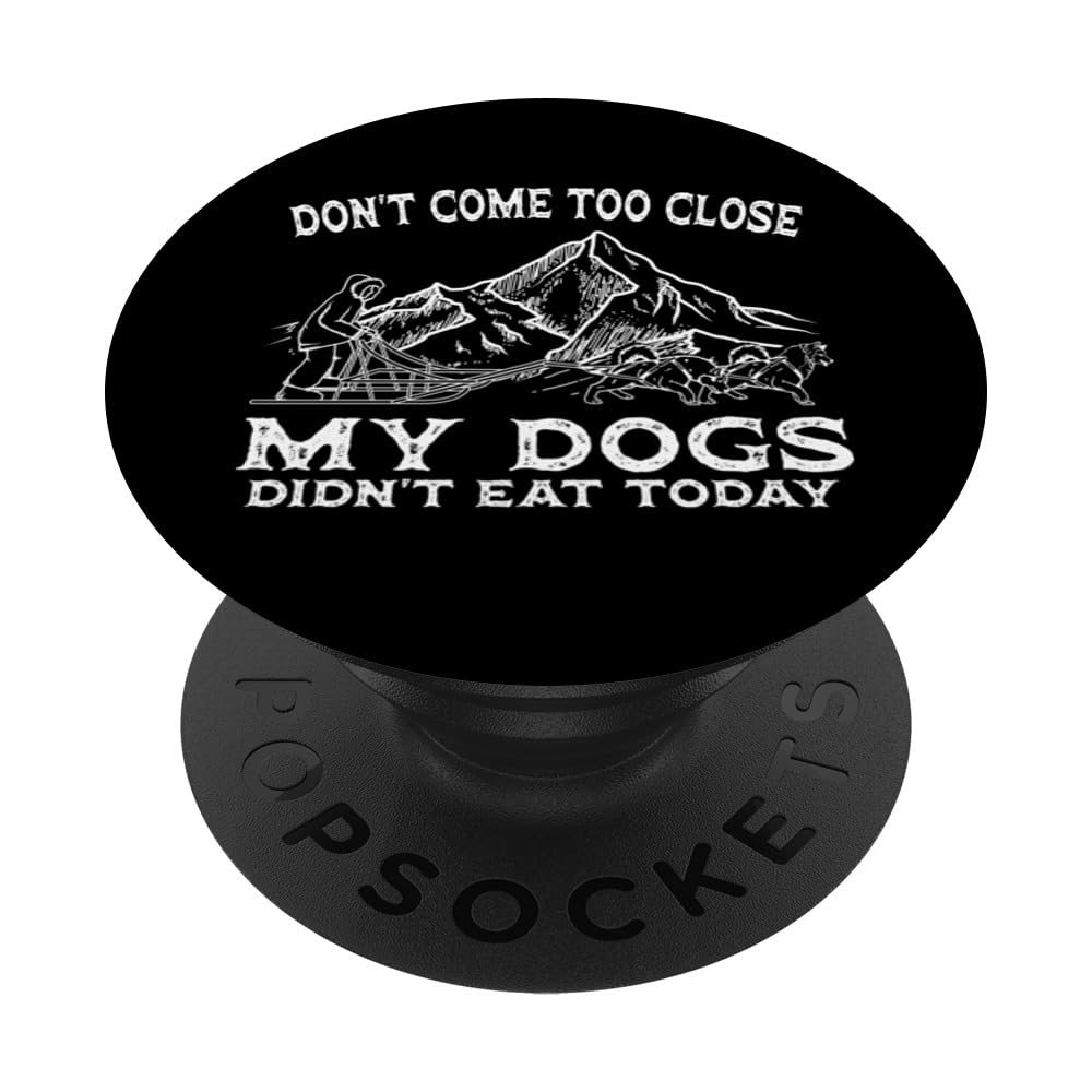 Mushing Sport Sled Dog Driver Transportation Musher Sledder PopSockets Swappable PopGrip, Black