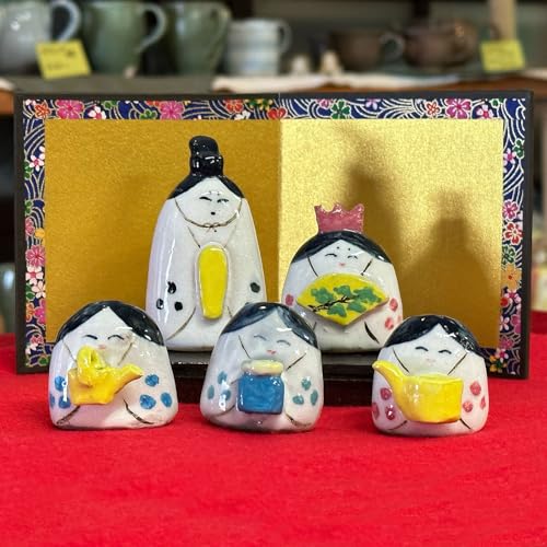 陶器のひな人形 めっこいびな(お内裏様、お雛様、三人官女)各1体