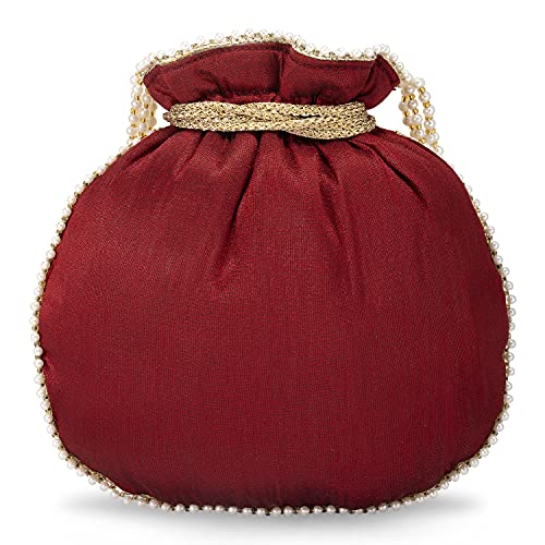 Image of Aheli Embroidered Potli Bag Gift for Women Handmade Ethnic Purse Evening Handbags Stylish Bridal Fashion Clutch Bag