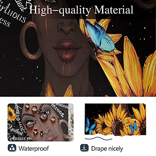 Coxila African American Shower Curtain 60X72 Inch Black Girl Afrio Women Inspirational Quotes Sunflowers Bathroom Curtain Polyester Fabric Waterproof 12 Pack Hooks #TOP3