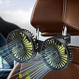 PAWLUN Ventilateur de Voiture Double Tête pour Siège Arrière, 3 Modes de Puissance Réglables, 360° Pivotant, Refroidissement pour Enfants, Chiens, Berline, SUV