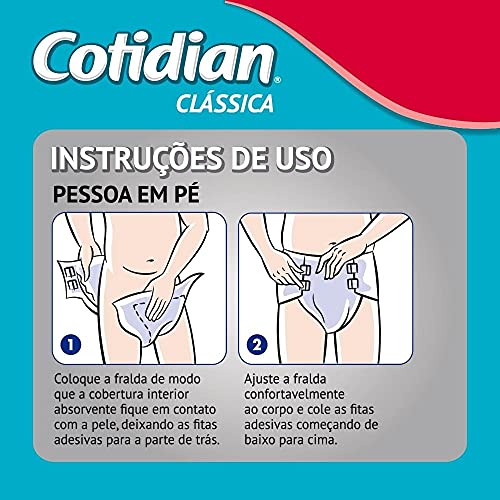 Fraldas para adultos Cotidian Clássica Unissex - Incontinência Intensa, 8 unidades, Tamanho M, Cintu