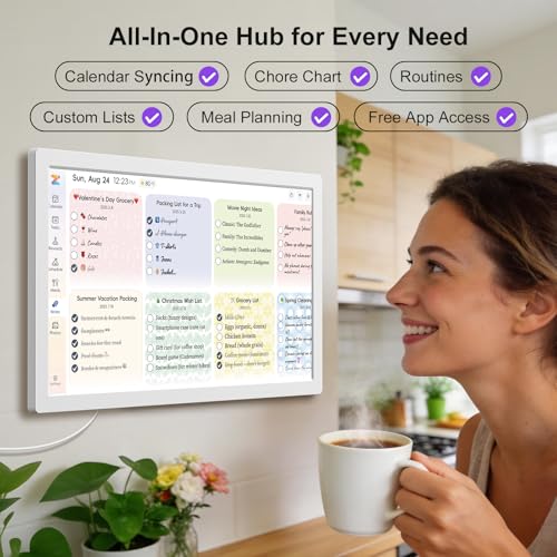 JSUSOU 24 Inch Magnetic Digital Smart Calendar for Refrigerator - Free APP & Touch Screen Chore Chart, Family Schedule Organizer & Interactive Electronic Calendar, Fridge/Wall Mountable, White by JSUSOU - Image 5