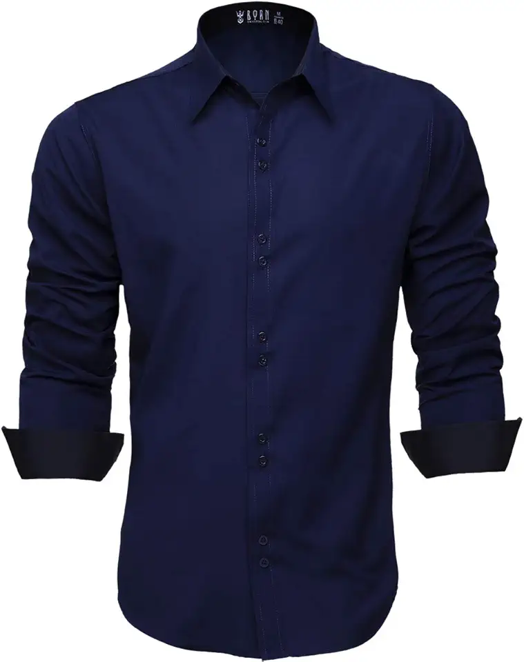 Camisa Social Masculina Manga Longa Slim Fácil Passar (M, Azul Marinho)