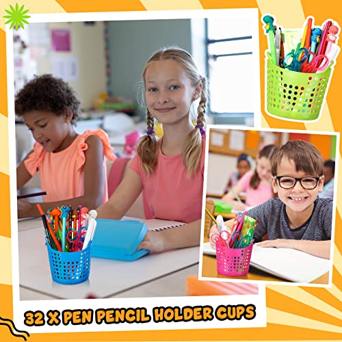 Jexine 32-Piece Colorful Plastic Pencil Cup Set #TOP24