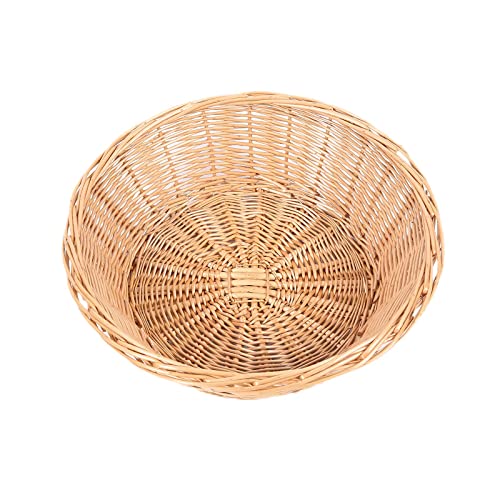 Wicker Woven Bread Basket Natural Rattan Round Stackable Basket Tabletop Food Fruit Vegetables Serving Basket (Round,2Pcs) #TOP3