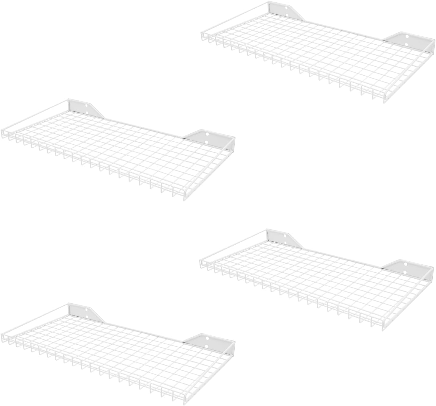 4 Pack Heavy Wire Mesh Garage Wall Storage Racks (White)